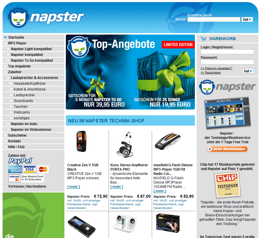 napster online shop