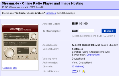 Streamr auf Ebay