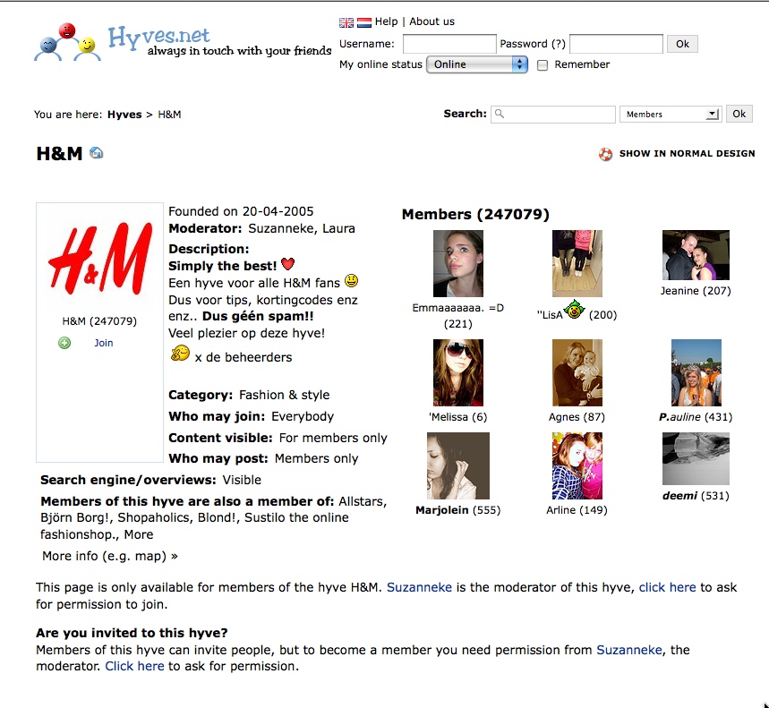H&M Community auf Hyves.nl