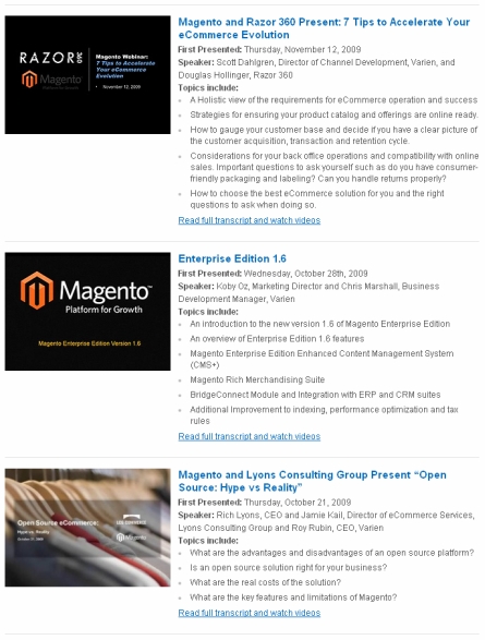 magento webinare