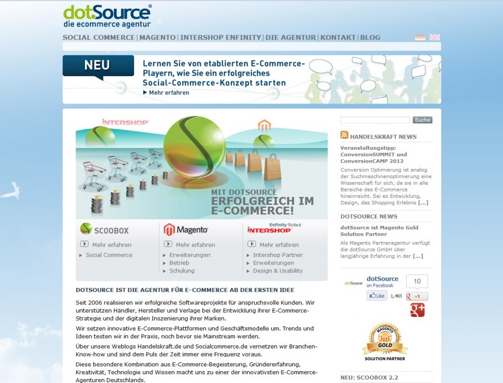 Webseite der dotSource GmbH vor dem Relaunch