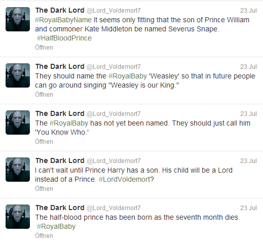Lord Voldemort persönlich hat eine Menge zum Royal Baby zu sagen, schließlich gibt es nun einen neuen Halbblutprinzen