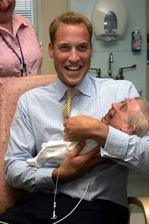 Dieses Foto deutet an, dass der kleine Prinz auch ganz nach Großvater Charles kommen könnte. Wir werden sehen.