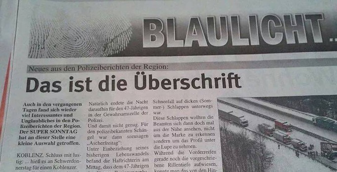 Blindtext Überschrift Polizeireport