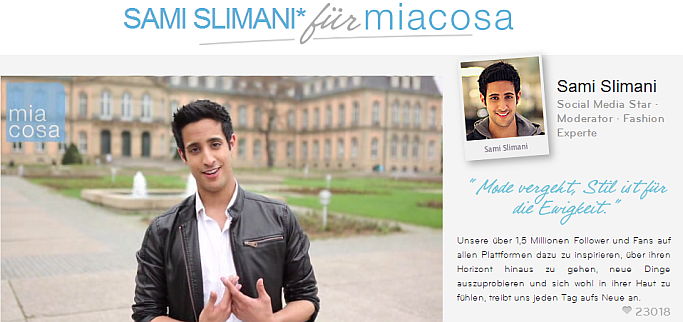 YouTuber Sami Slimani Miacosa ist Fashion-Experte für das Celebrity-Commerce-Portal Miacosa