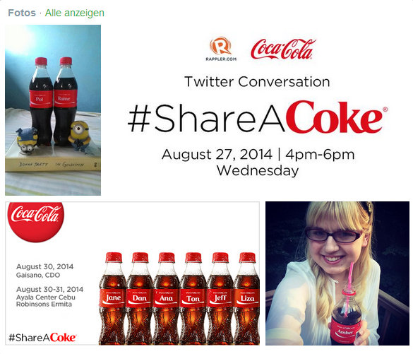 Die #ShareACoke-Kampagne auf Twitter.