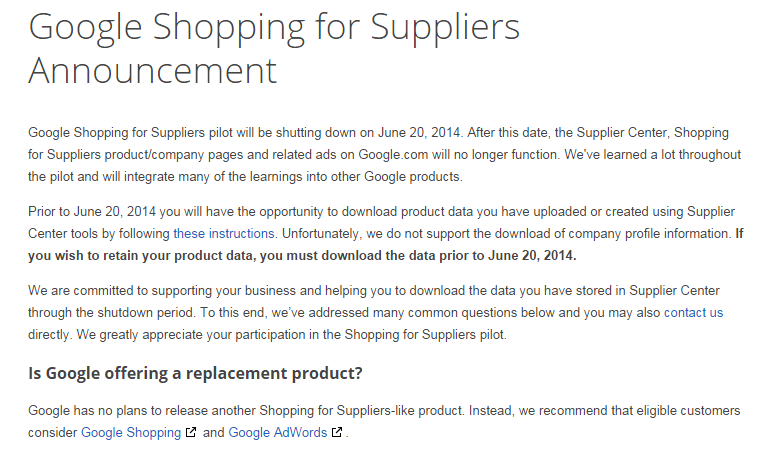 Google Shopping for Suppliers Offline