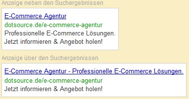 Search Engine Advertising Anzeige