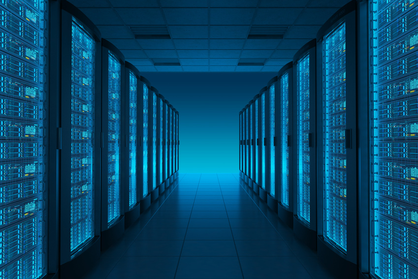 Server room in datacenter. Hosting services. Server room in datacenter. Hosting services.