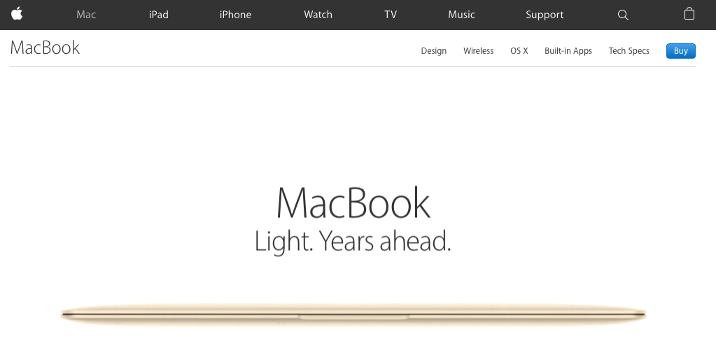 Screenshot: Apple - Website ohne Store-Reiter, kaufen geht überall