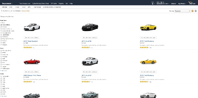 Amazon Vehicles - Auch Luxusautos gibt es bei Amazon