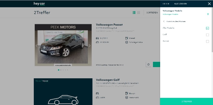 Hey.car - Neben VW werden hier auch andere Automarken angeboten