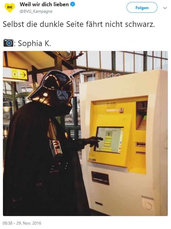 Selbst die dunkle Seite fährt nicht schwarz.