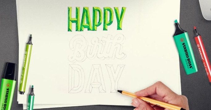 Happy Birthday Handlettering Tutorial Stabilo Marker