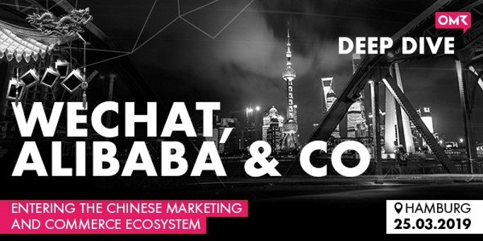 WeChat, Alibaba & Co auf Schwarz Weiß Skyline 