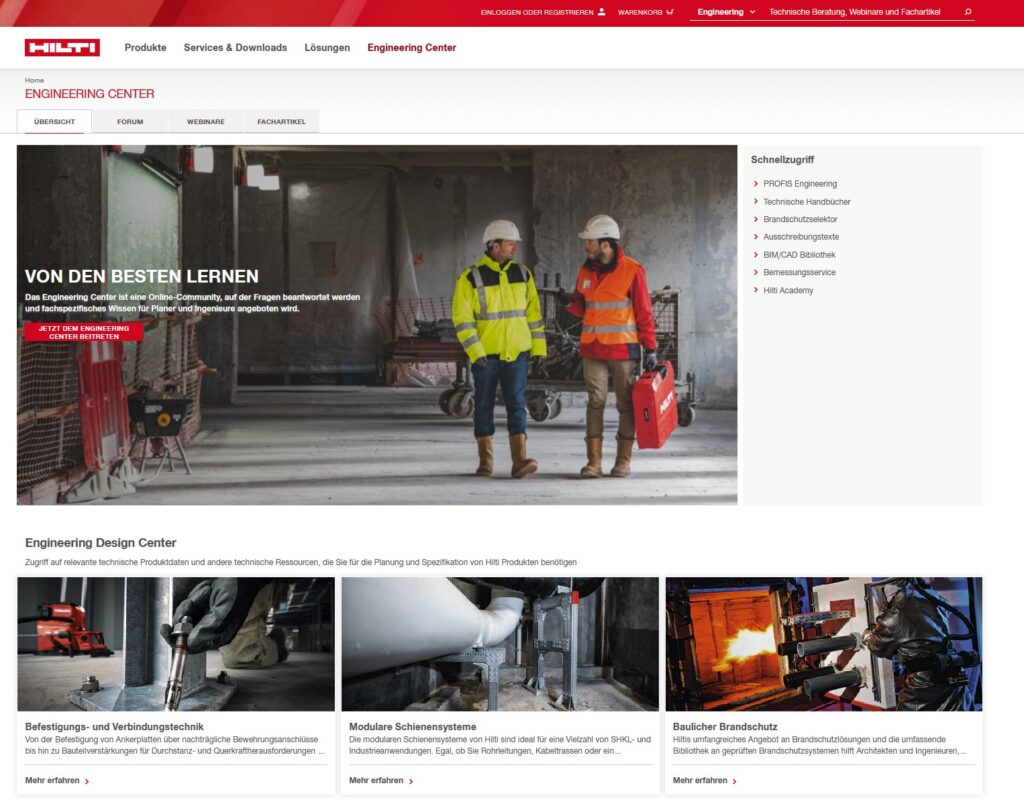 Startseite von Ask Hilti