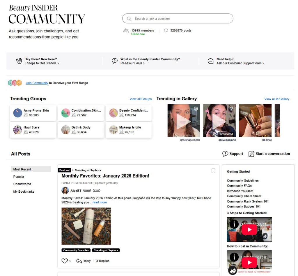 Startseite der BeautyInsider Community von Sephora
