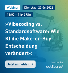Webinar »Vibecoding vs. Standardsoftware: Wie KI die Make-or-Buy-Entscheidung verändert« am 23.06.2026